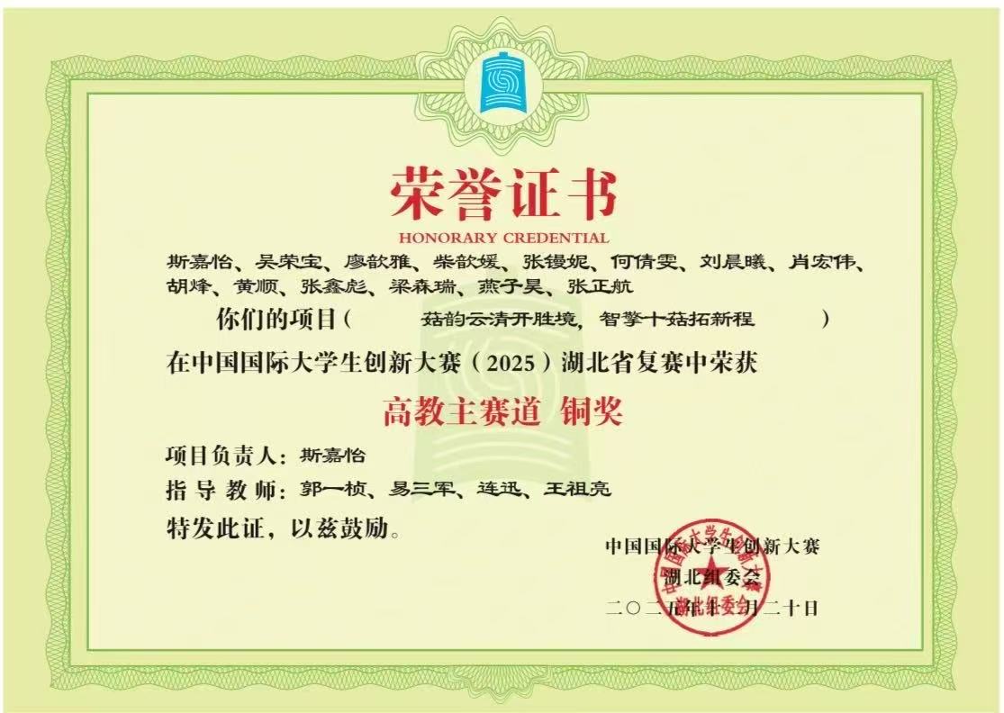 中国国际大学生创新大赛(2025)湖北省复赛 · 铜奖